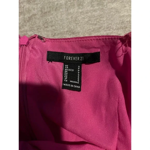 Forever 21 Fuchsia Pink Metallic Bustier Mini Dress Long Sleeve Small - Picture 5 of 6